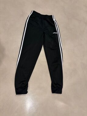 adidas Black Joggers with White Side Stripes - Kids